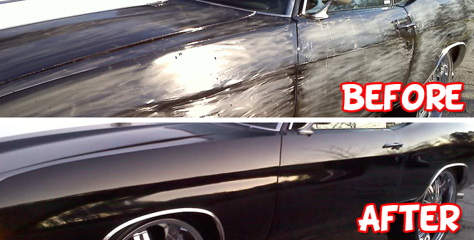 Before and after color sanding service